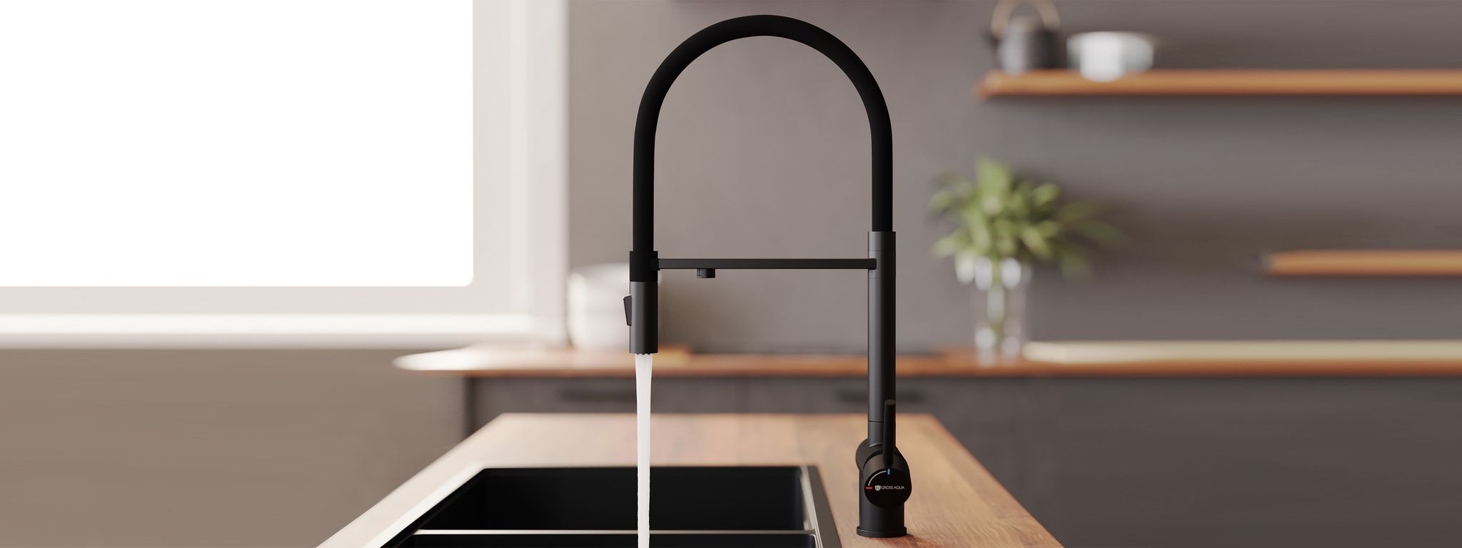 Смеситель для кухни с подключением к фильтру воды Сталь (Neosteel) 3188611SSMBB