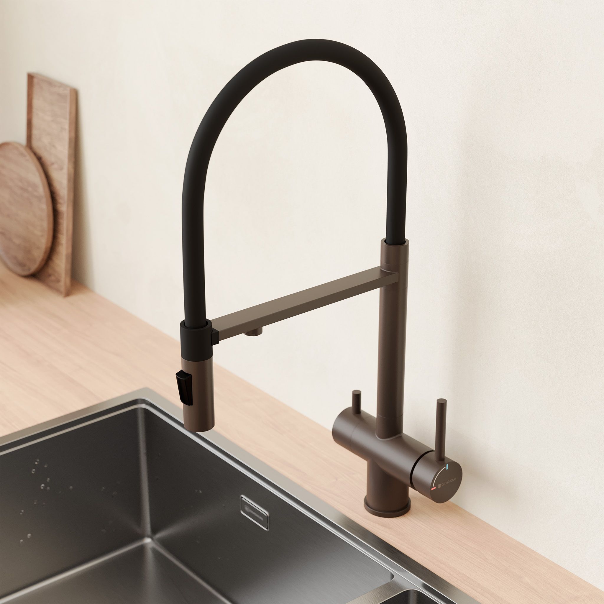 Смеситель для кухни с подключением к фильтру воды Сталь (Neosteel) 3188611SSGMB
