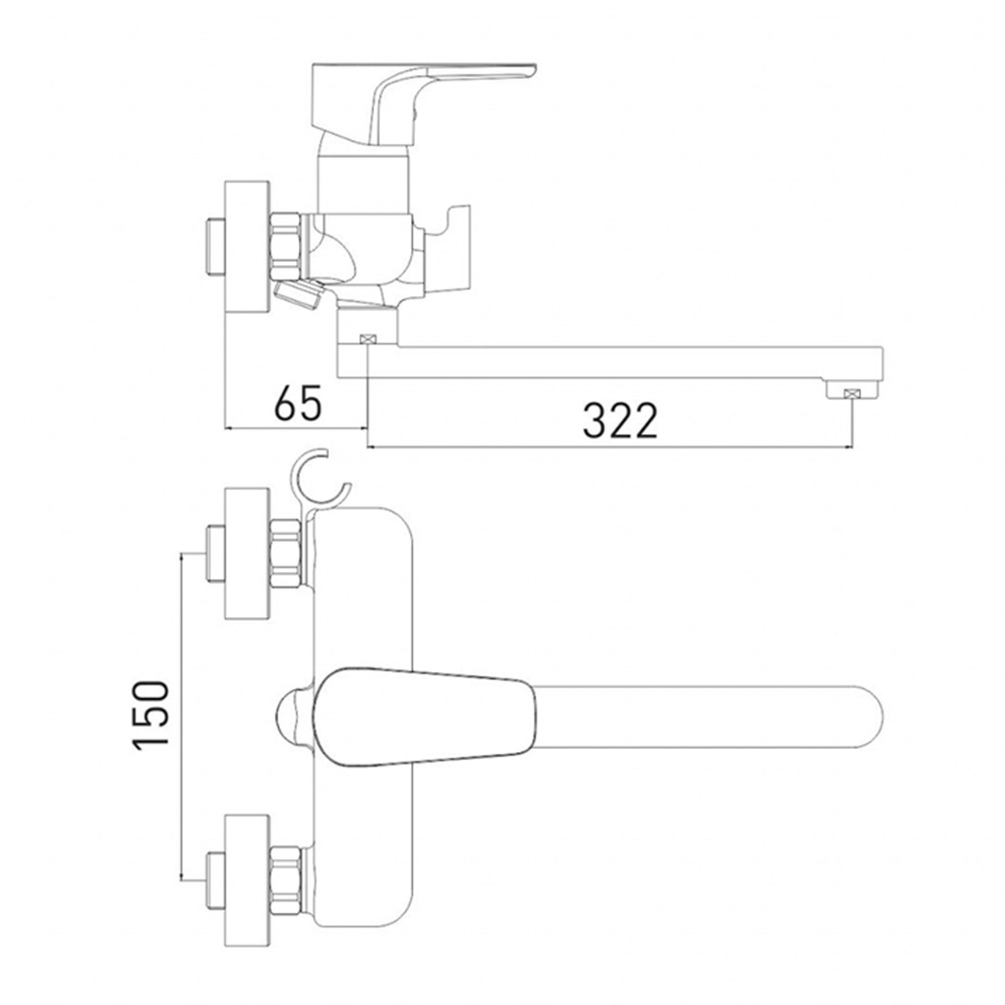 Смеситель для ванны с длинным изливом Эволют (Evo) 7121297C-35L(F)