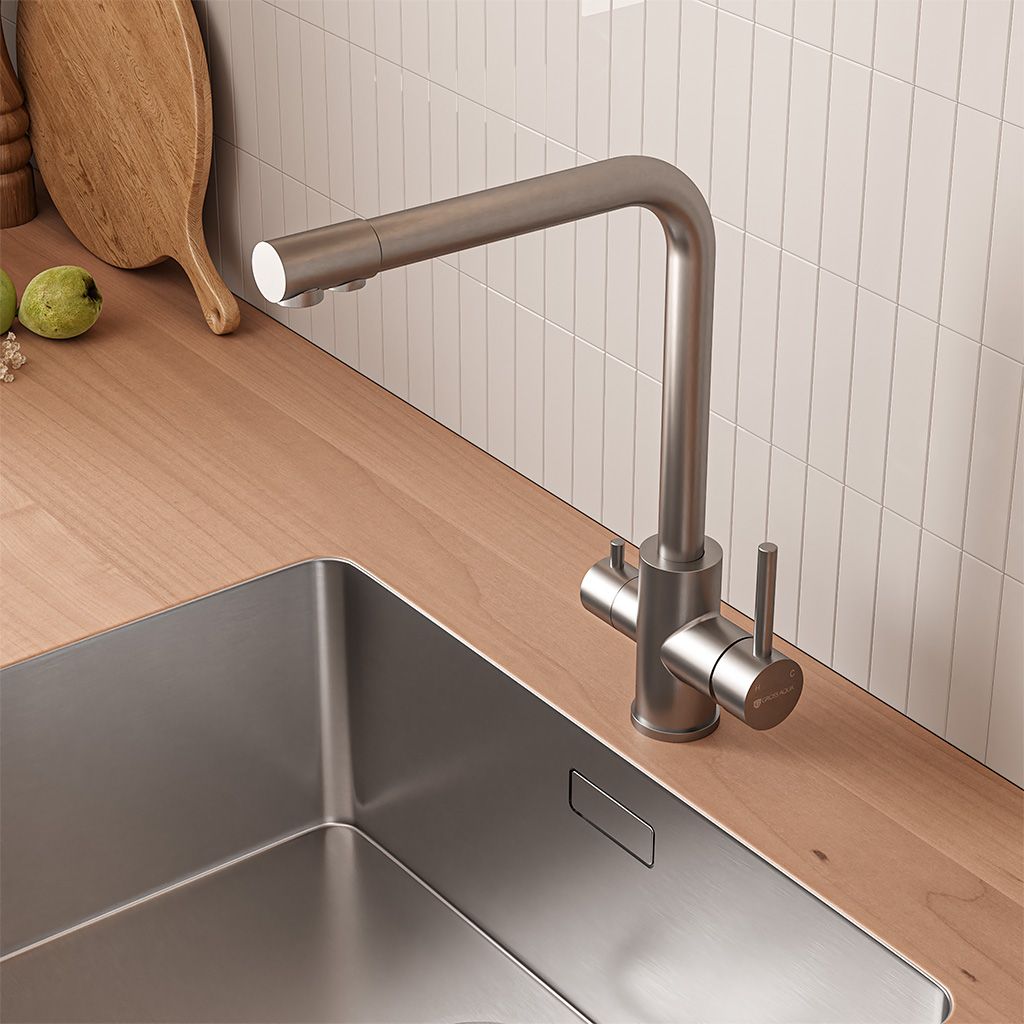 Смеситель для кухни с подключением к фильтру воды Сталь (Neosteel) 3121609SS