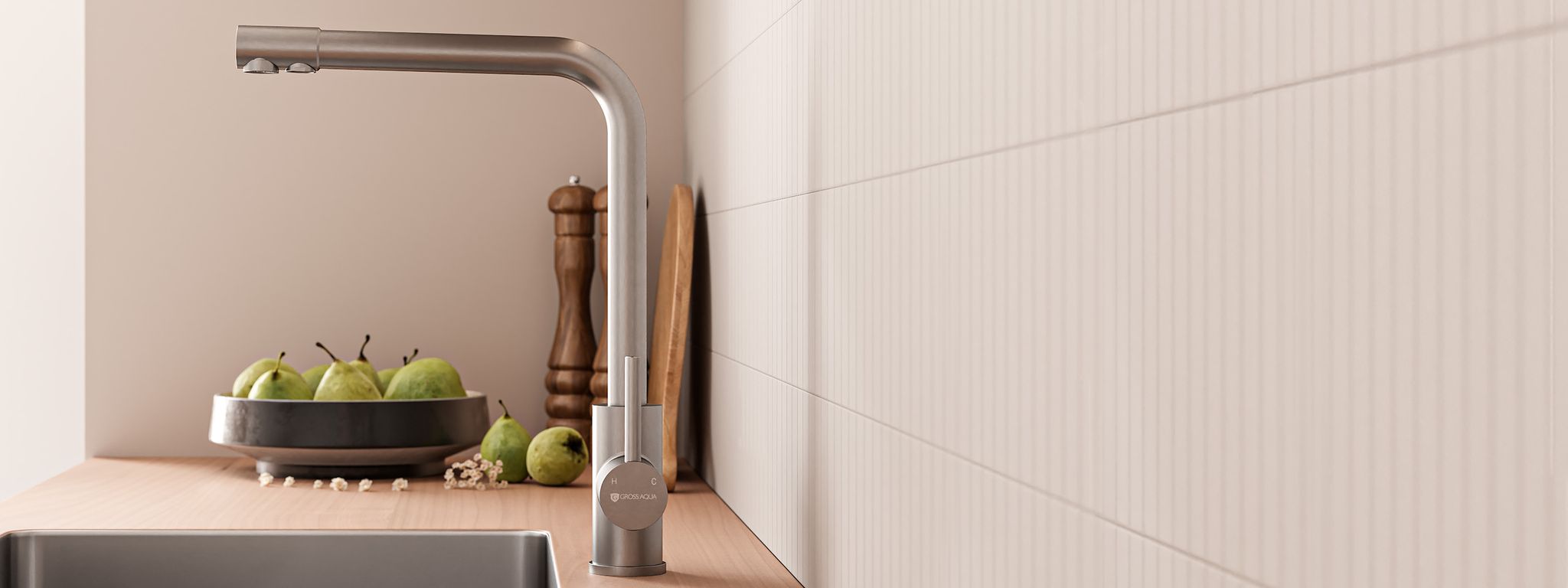 Смеситель для кухни с подключением к фильтру воды Сталь (Neosteel) 3121609SS