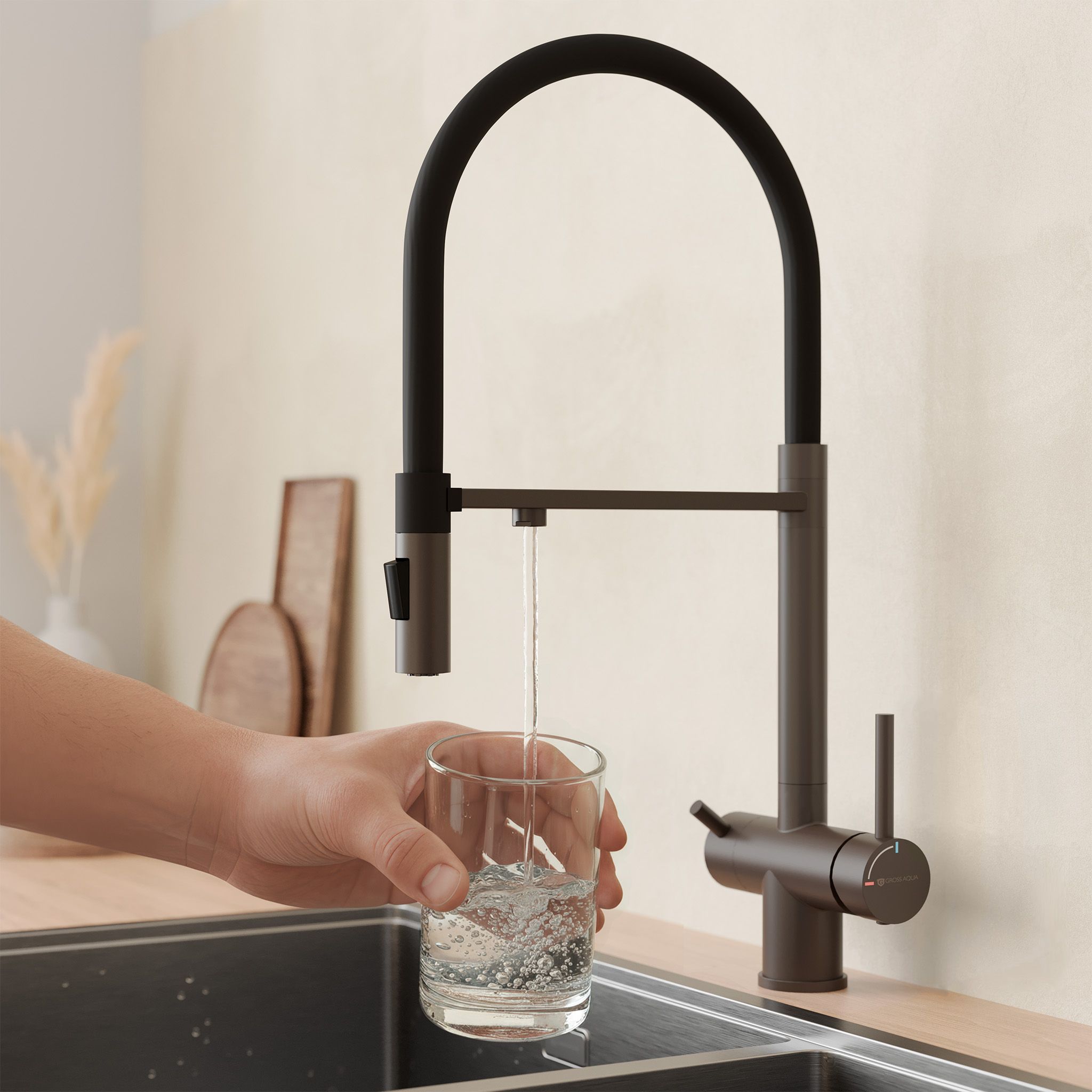 Смеситель для кухни с подключением к фильтру воды Сталь (Neosteel) 3188611SSGMB