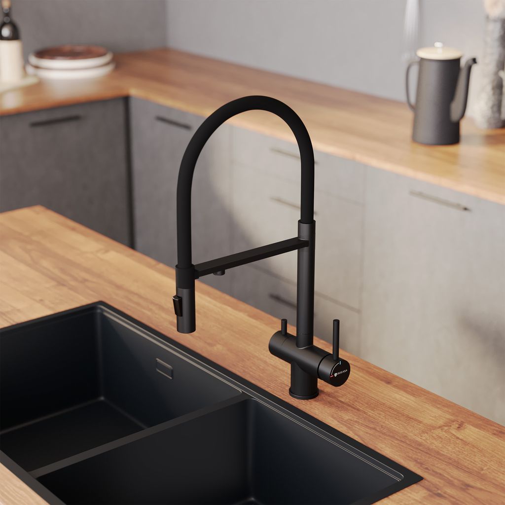Смеситель для кухни с подключением к фильтру воды Сталь (Neosteel) 3188611SSMBB