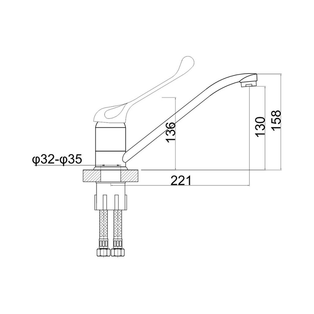 Смеситель хирургический с поворотным изливом Professional Профи (Professional) 3509509C-G0149