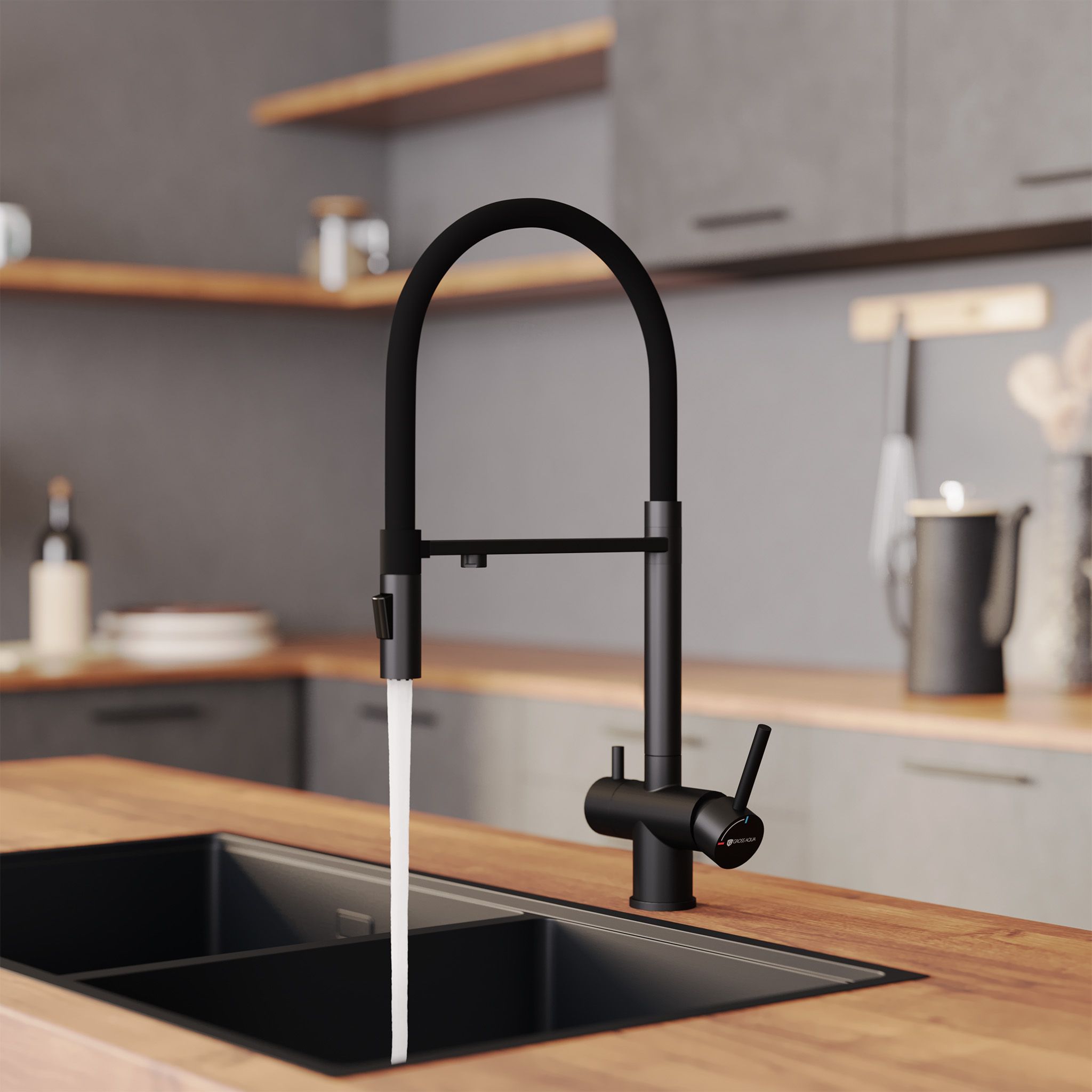 Смеситель для кухни с подключением к фильтру воды Сталь (Neosteel) 3188611SSMBB