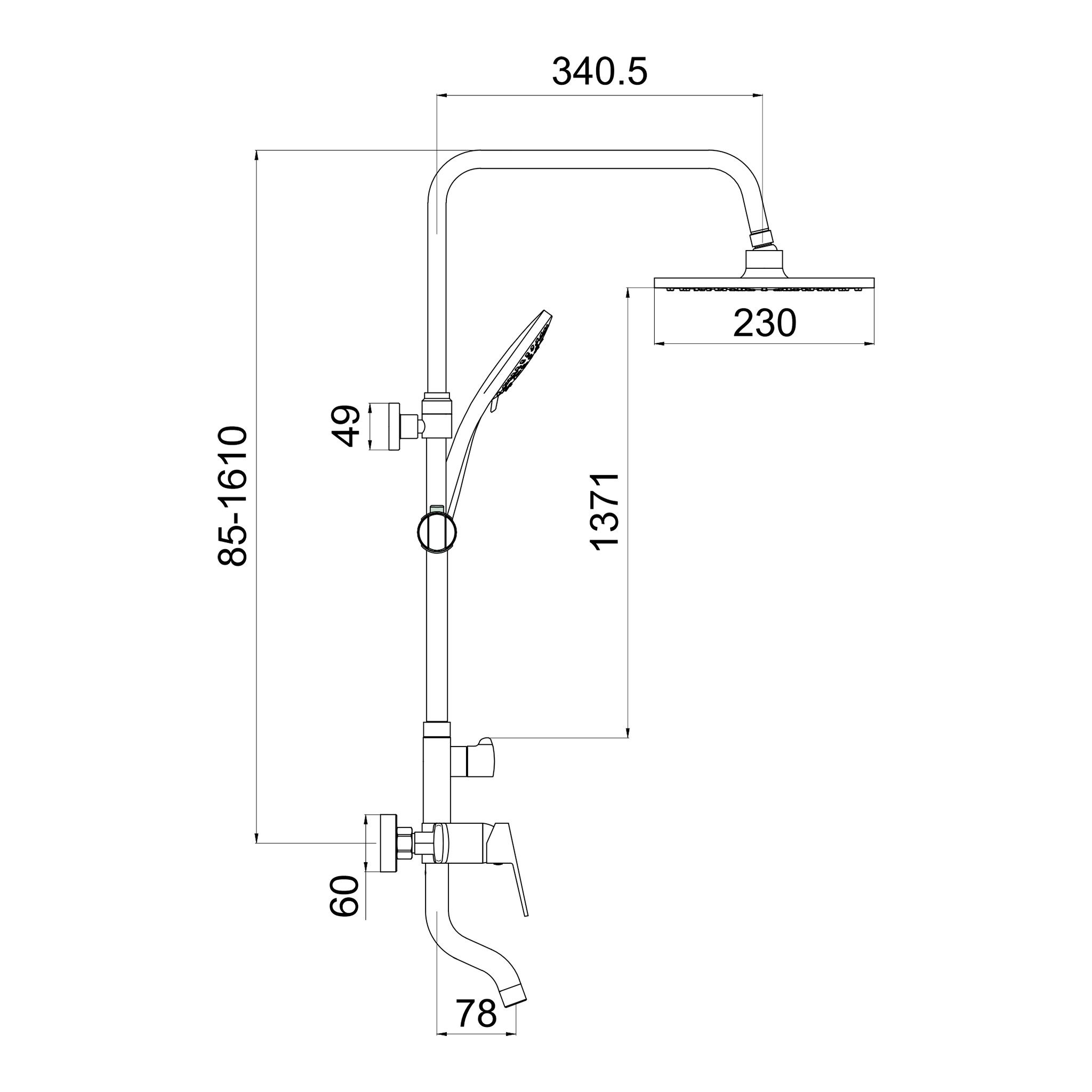 Душевая система со смесителем Комфорт (Flat) GA9008SMD02MB